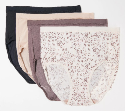 Breezies Silky Knit Full Brief Panties Set of 4-Soft Animal-Large-NEW-A382452