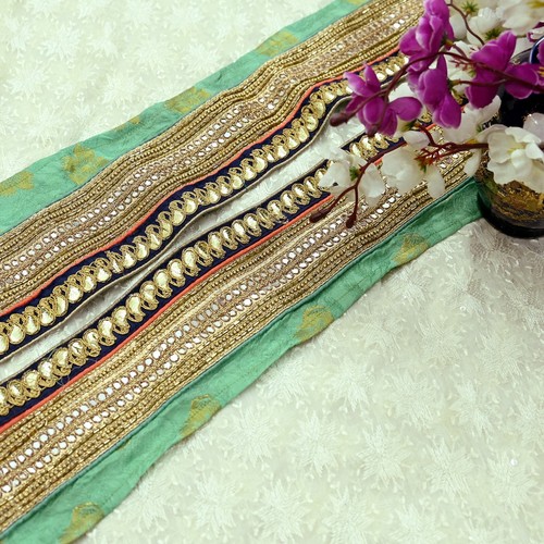 Indian Vintage Sari Border Hand Embroidered Craft Trim 1Yd Lace Sewing Ribbon - Picture 2 of 13