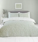Floral Design Duvet Cover Set in Sage Green & White Reversible Polycotton Sade