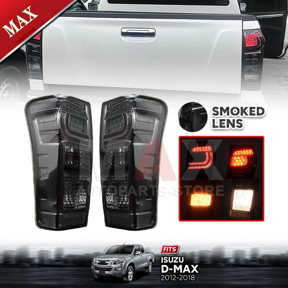 Pair LED Tail Light Lamp Black Lens Smoke For 2015-2019 Isuzu D-Max Dmax Pickup - image 2 of 4