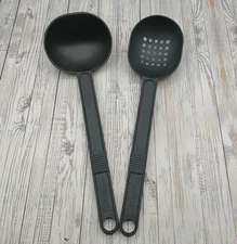 T-Fal Black Nylon Slotted Holes Serving Spoon Skimmer & Ladle Dipper Canada Lot