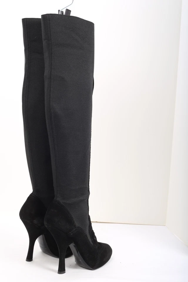 DOLCE & GABBANA Botas de Plataforma con Cordones Elásticos Sobre la Rodilla Talla 38 Foto 2 de 4