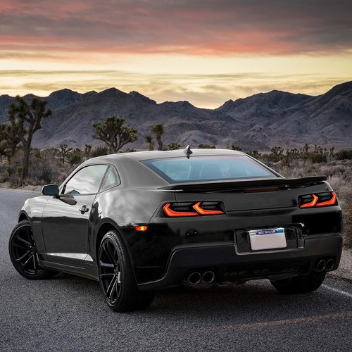 Set of 2 Tail Lights Black Smoked 2014-2015 Chevrolet Chevy Camaro Led Rear Lamp - Picture 10 of 12