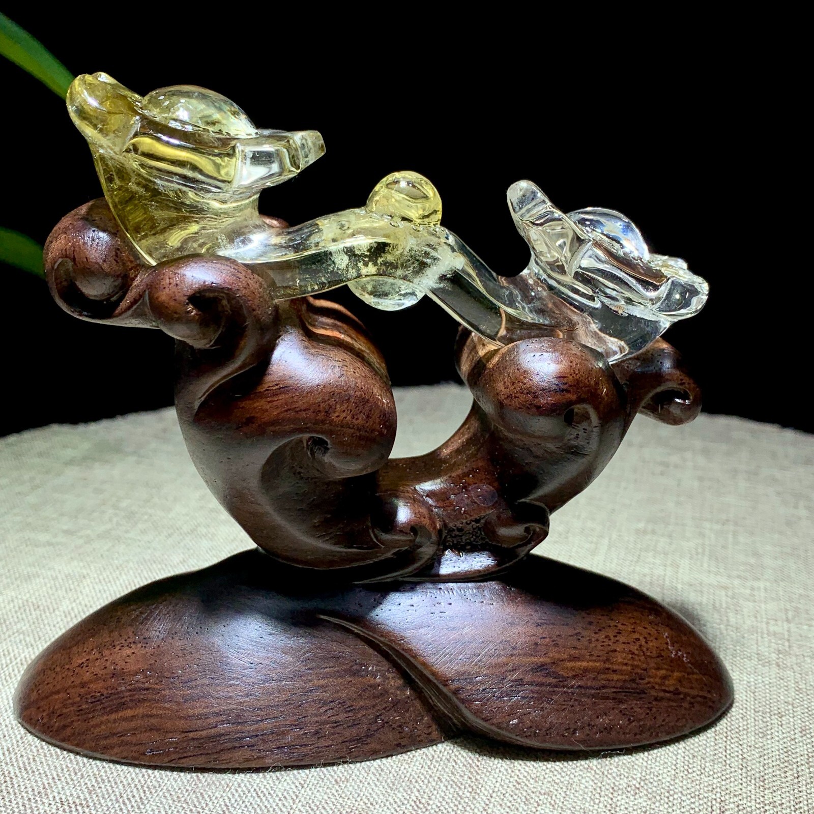 Hand Carved Natural Citrine Ruyi Reiki Mineral Specimen Decor for Holiday Gift Stand Display