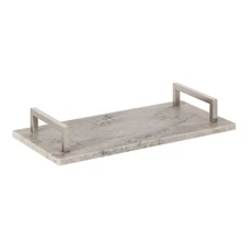 Kate and Laurel Graycott Modern Marble Tray, 8 x 16, Biege, Decorative Authen...