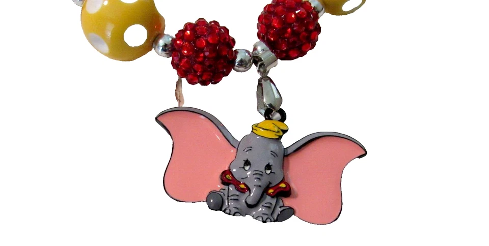 Collar Dumbo Disney Cuentas Gruesas Gumball Elefante Chuchería Excelente 16" Usado en Excelente Condición Foto 4 de 4