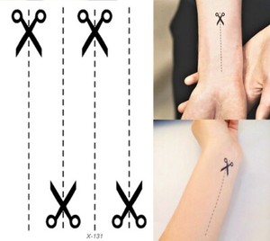 Einmal Tattoo Schere Punkt Linie Temporary Tattoo Aufkleber Temporare Tattoos Ebay