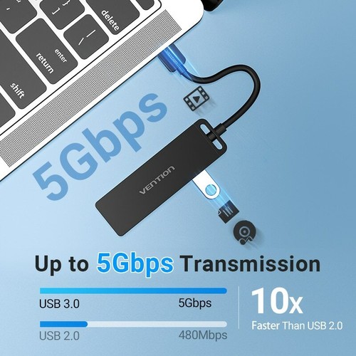 4 Port USB 3.0 Hub Multi Splitter Expansion Fast Speed Desktop PC Laptop Adapter - Picture 2 of 18