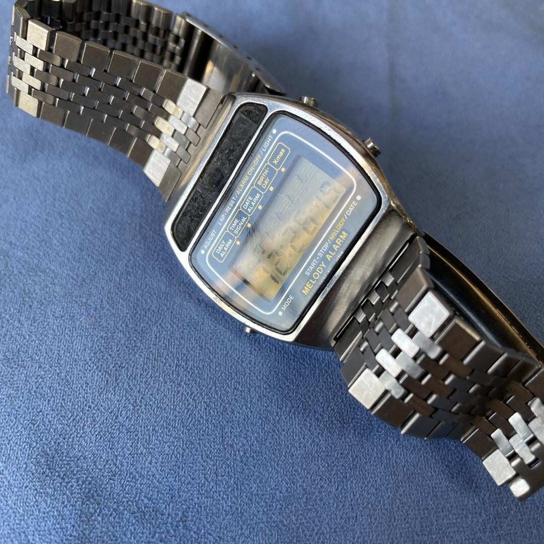 CASIO old vintage watch H104 H-104 working MELODY ALARM 80s