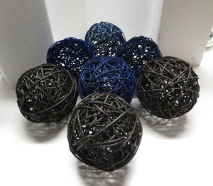 Black and Blue Decorative Ball Vase Fillers - Set of 7