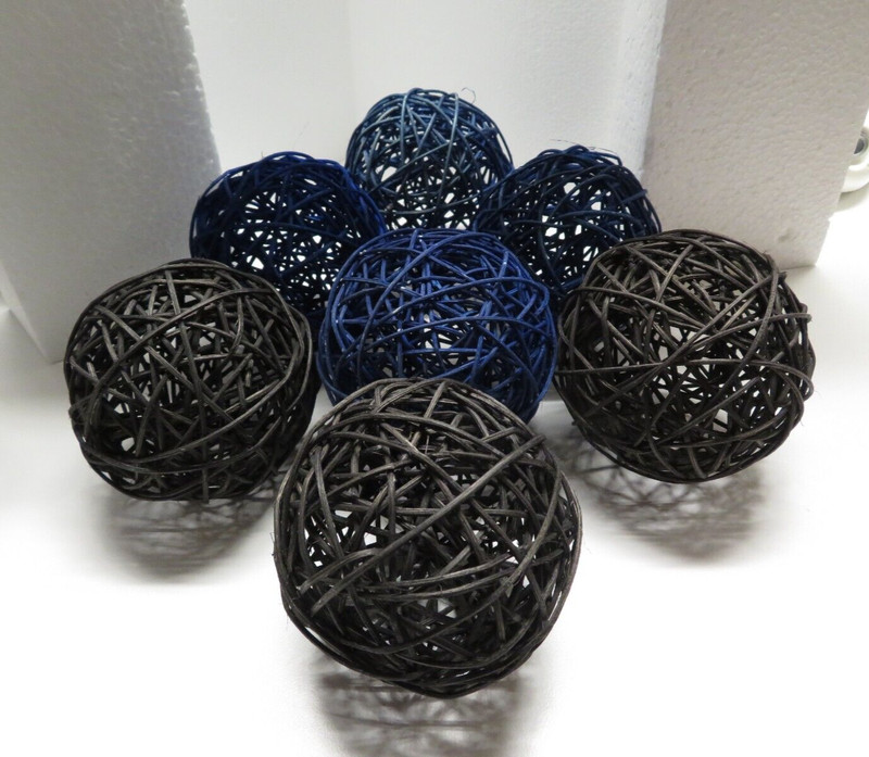Black and Blue Decorative Ball Vase Fillers - Set of 7