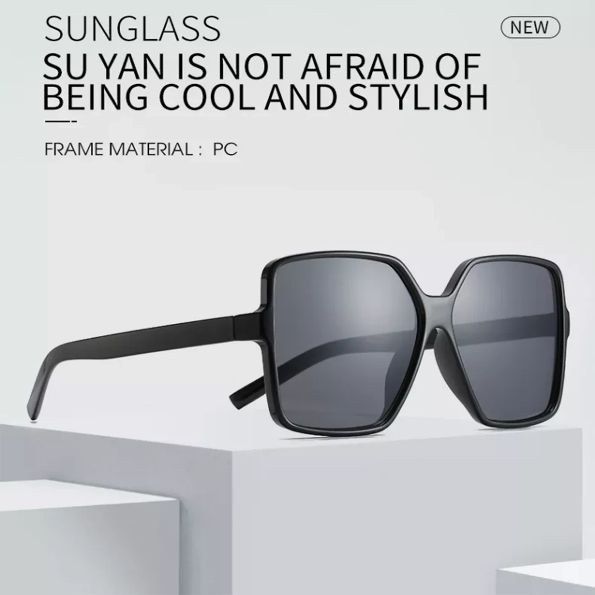 Women OVERSIZED Sunglasses Lady Flat Top Big Huge Sunnies Fashion Glasses Case