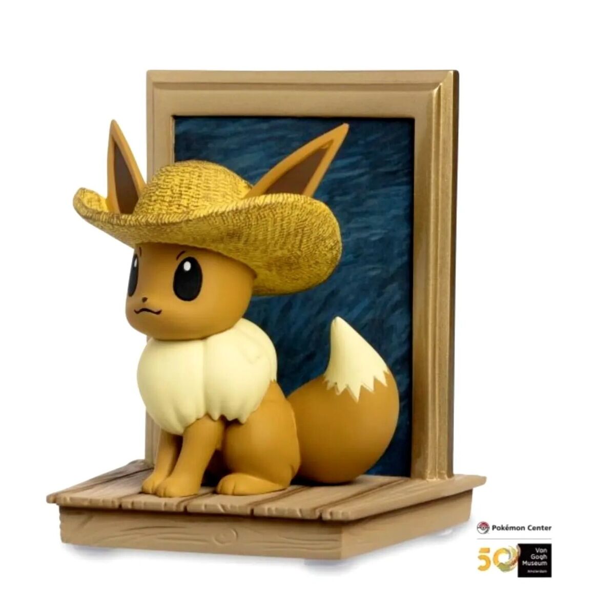 Pokemon X Van Gogh Museum Pokémon Eevee w/ Straw Hat Figure *In Hand*