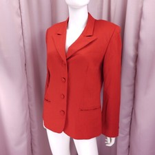 '90s Y2K Liz Claiborne Women's Red Wool Long Sleeve Peak Blazer Jacket 12