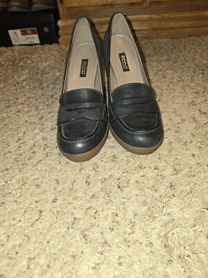 Ecco Nomane Stacked Heel Leather Pumps Women's Shoes