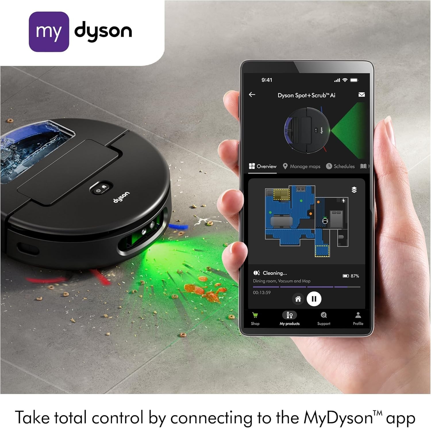 Dyson Spot+Scrub Ai Wet and Dry Robot Vacuum Black Blue Latest Technology 9