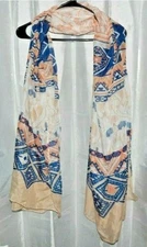 Womens Orange/White/Black Soft Rectangular Scarf 69 in x 43 in