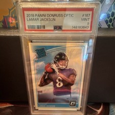 Panini 2018 Donruss Optic Rated Rookie Lamar Jackson #167 PSA 9 Football Card. rookie card picture