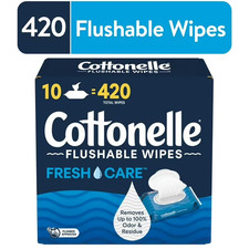 NWT Cottonelle Fresh Care Flushable Wet Wipes, 10 Flip-Top Packs FREE SHIPPING