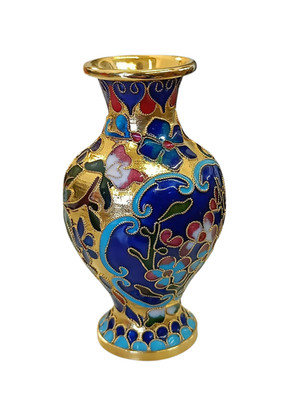 Vintage Emaille Messing Cloisonné Vase klein Kunsthandwerk Blumenvase