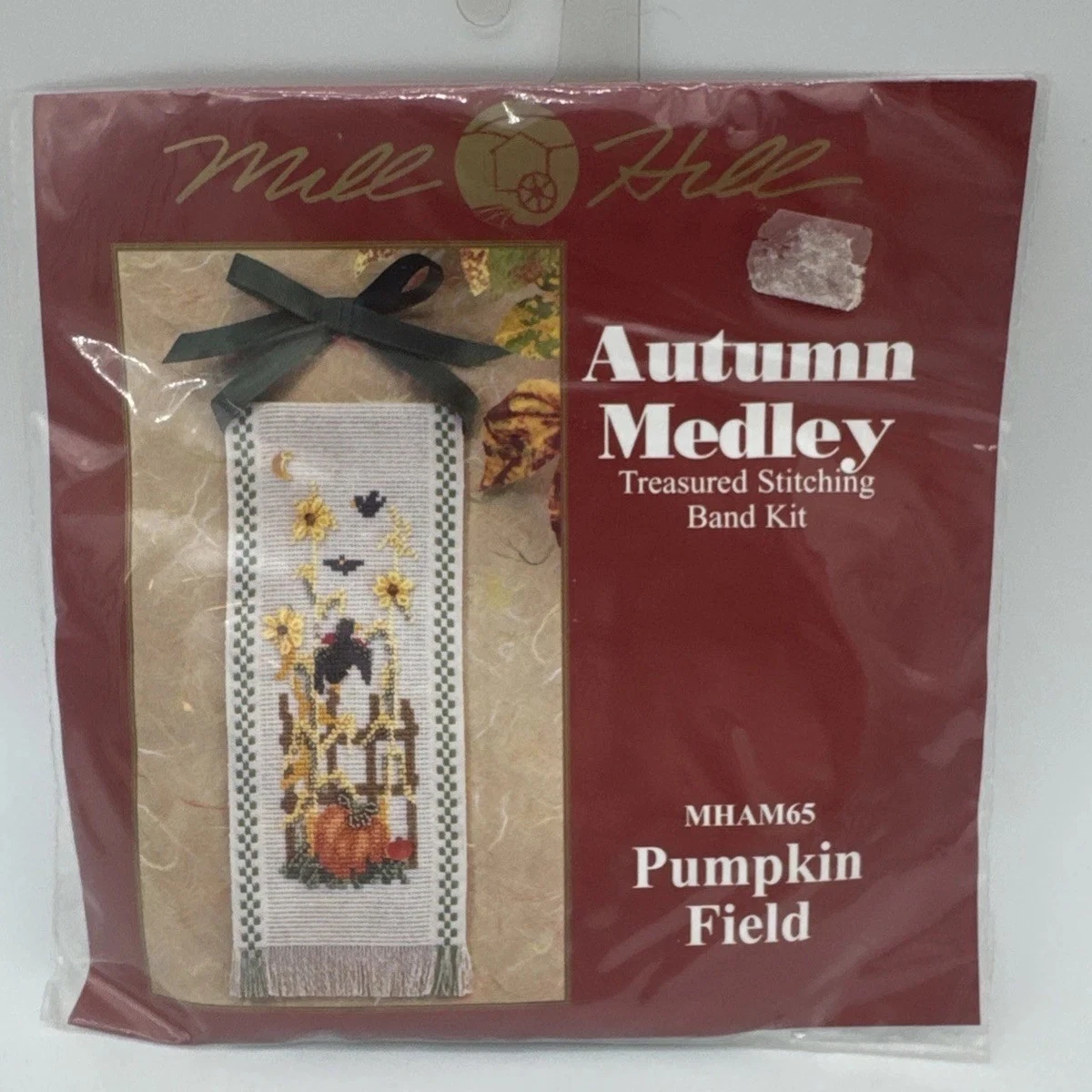 Vtg 2003 Mill Hill Autumn Treasured Stitch Banded Kit PUMPKIN FIELD-MHAM65