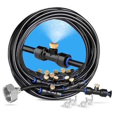 Effortless Outdoor Cooling: 75FT Misting Kit with 28 Nozzles