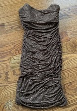 FashionNova Nite Party sequin mini brown dress size  Small