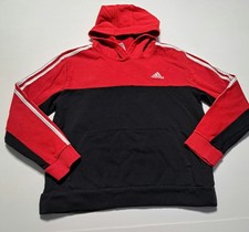 Adidas Boys Youth's Large 14/16 Red Black Pullover Hoodie Sweatshirt
