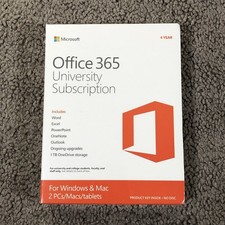 Microsoft Office 365 University 4-Year Subscription 2 PCs/Macs Student Version