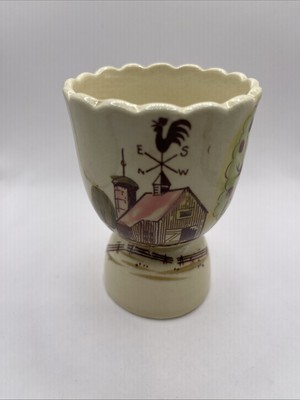 Vintage Ceramic Hand Painted Double Egg Cup Farm Barn Japan 53/683