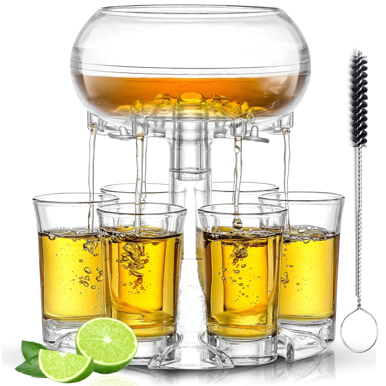 Shot Glass Dispenser And Holder - Party Drink Set For Liquor With 6 Glasses, ...