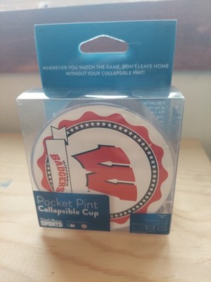 Wisconsin Badgers Pocket Pint Collapsible Cup Duck House Sports Portable 