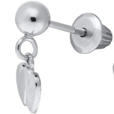 Sterling Silver Double Heart Drop Baby Earrings