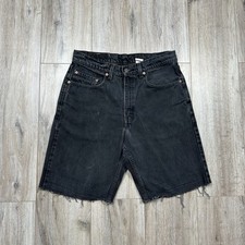 Vintage 90s Levis 505 Relaxed Fit Denim Shorts Black Mens Size W33 Fits W30-31