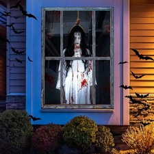 Halloween Scary Window Cover Creepy Door Silhouette Curtain Indoor Outdoor