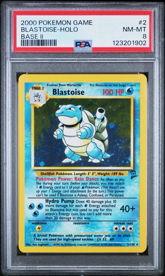Blastoise Holo 2/130 - Base Set 2 - PSA 8 NM-MT - Image 3 of 4