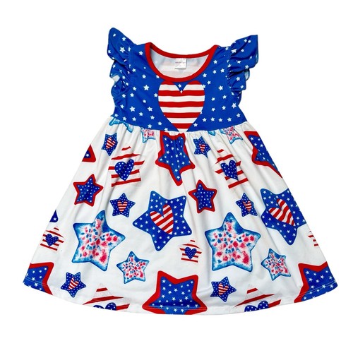 Penelope Plumm patriotisches Kleid mit gemischtem Druck Größe 3
