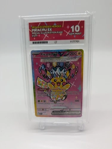 Pikachu EX 277/217 - Ascended Heros - SIR - ACE 10 Gem Mint - Perfect Subgrades