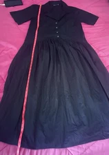 Asos Black Collard Button Closure Short  Sleeved Fit And Flare Dress U.S 4