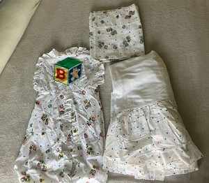 Vtg Nursery Decor Set 90s Red Calliope Curtains Crib Skirt Primary Colors