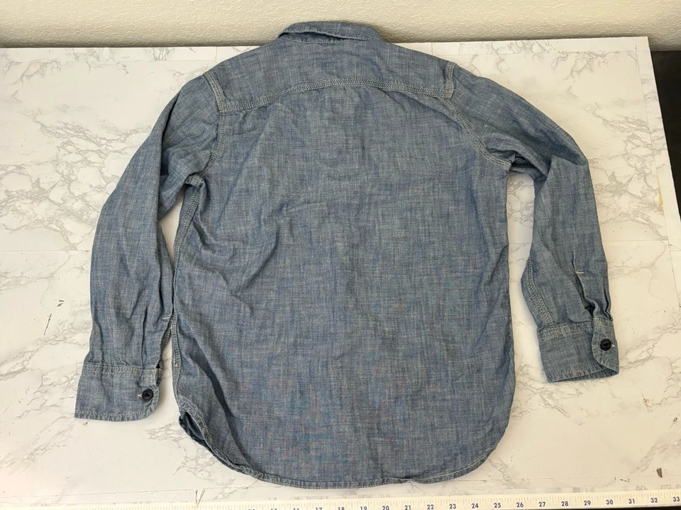 Camisa vaquera GAP para niños - Denim azul grande para jóvenes mangas largas con botones E2 Foto 4 de 4