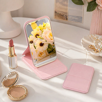 Mini Folding Makeup Mirror Portable Handheld Vanity Mirror for Travel Desktop