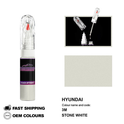Ausbesserungslackstift für HYUNDAI STONE WHITE 3M Brush Fix Kit Kratzer Chip ...