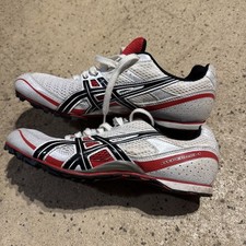 ASICS HYPER MD 4 TRACK AND FIELD CLEATS TRACK SPIKES WHITE BLACK FLAME MENS Sz 8