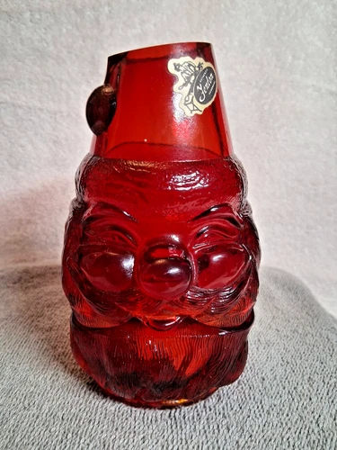 VINTAGE 1971 FENTON RUBY AMBERINA SANTA FAIRY LAMP (VIBRANT CADMIUM GLOW) #5106