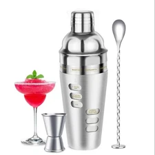 Coctelera Martini Shaker Set con Receta, 24 oz Martini Shaker Acero Inoxidable