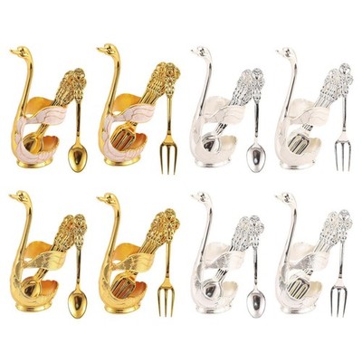 Metall Schwan Sockel Halter Löffel Gabeln Organizer Dessert Besteck Teelöffel Besteck