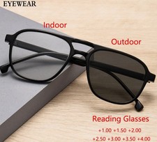 Photochromic Progressive Multifocal Reading Glasses Double Bridge Glasses Unisex