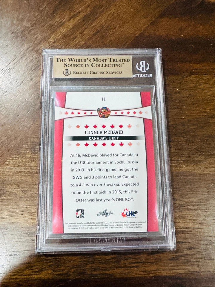 Connor Mcdavid RC BGS 2015 impecable 10 novato #1 gema NHL Foto 2 de 2