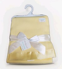 Starting Out Yellow Waffle Knit Weave Baby Blanket Satin Trim Security Lovey New